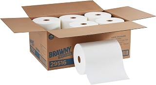 Brawny Professional A300 Disposable Shop Towel Roll Refill by GPPRO (Georgia-Pacific) 29516, White, 220 Linear Feet per Roll, 6 Rolls per Case