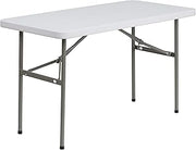 Flash Furniture 4-Foot Granite White Plastic Folding Table | Lightweight, Easy Storage, Commercial Grade