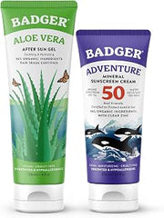 Badger SPF 50 Mineral Sunscreen and Organic Aloe Vera Gel