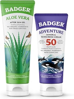 Badger SPF 50 Mineral Sunscreen and Organic Aloe Vera Gel