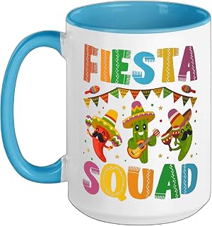 Fiesta Squad Cinco De Mayo For Men Women & Kids Ceramic Mug, Blue/White, 15oz