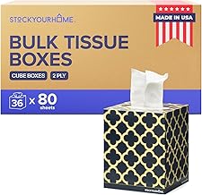 Stock Your Home Cube Tissue Boxes, 36 Pack Facial Tissues, Soft 2-Ply Paper Tissues, White Cube Tissue Boxes for Home, Office, Bathroom, Bedroom, or Classroom, Made In the USA