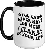 Retro Groovy You Can Never Have Too Much ELARA In Your Life Ceramic Mug, Black/White, 15oz