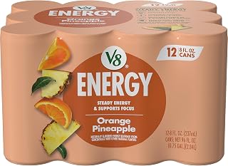 V8 Energy Orange Pineapple Energy Drink, 8 fl oz Can (12 Pack)