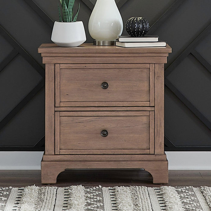 Liberty Furniture Haven Hills Nightstand with AC USB Charging Ports Traditional Bedroom - Camel Beige Birch Wood