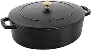 STAUB Cast Iron 6.25-qt Shallow Oval Dutch Oven - Black