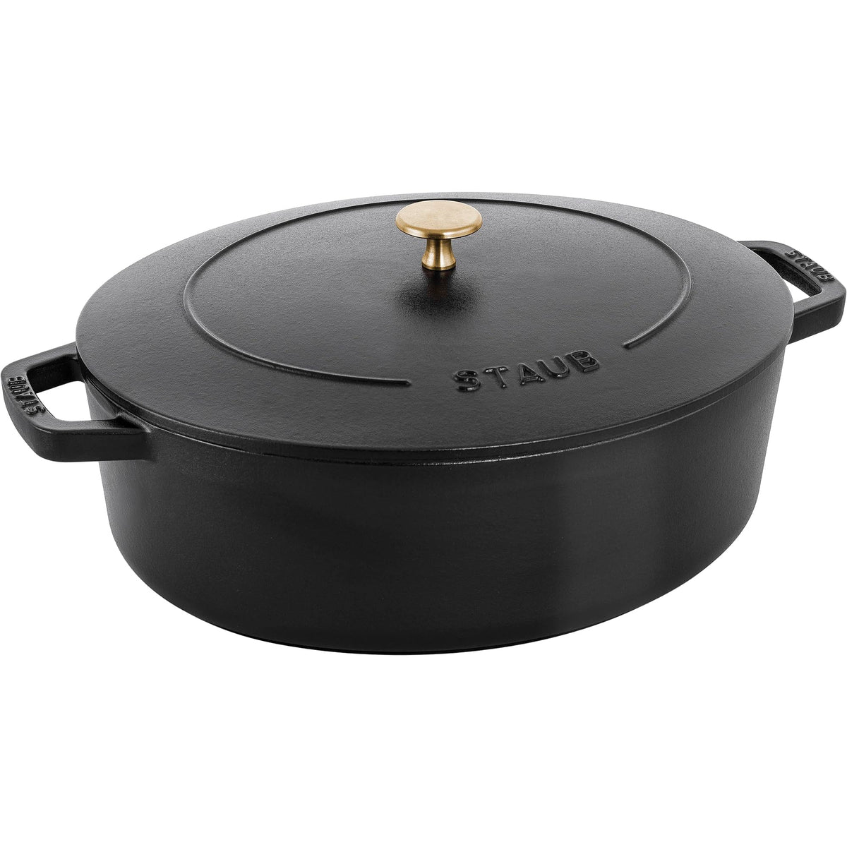 Cast Iron 6.25-qt Wide Oval Dutch Oven by STAUB – 6.25-qt, 6.25 quarts, Cast Iron, Black, Model 16403123