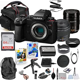 Panasonic Lumix G9 II Mirrorless Camera with 12-60mm f/2.8-4 & 45mm f/2.8 Lens Bundle + Accessory Kit with 64GB Memory, Grip Tripod, Carry Case, Editing Software Package & More (32 Items)