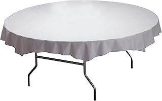 Hoffmaster 210451 Plastic Octy-Round Linen-Like Tablecover, 82" Diameter, White (Case of 24)