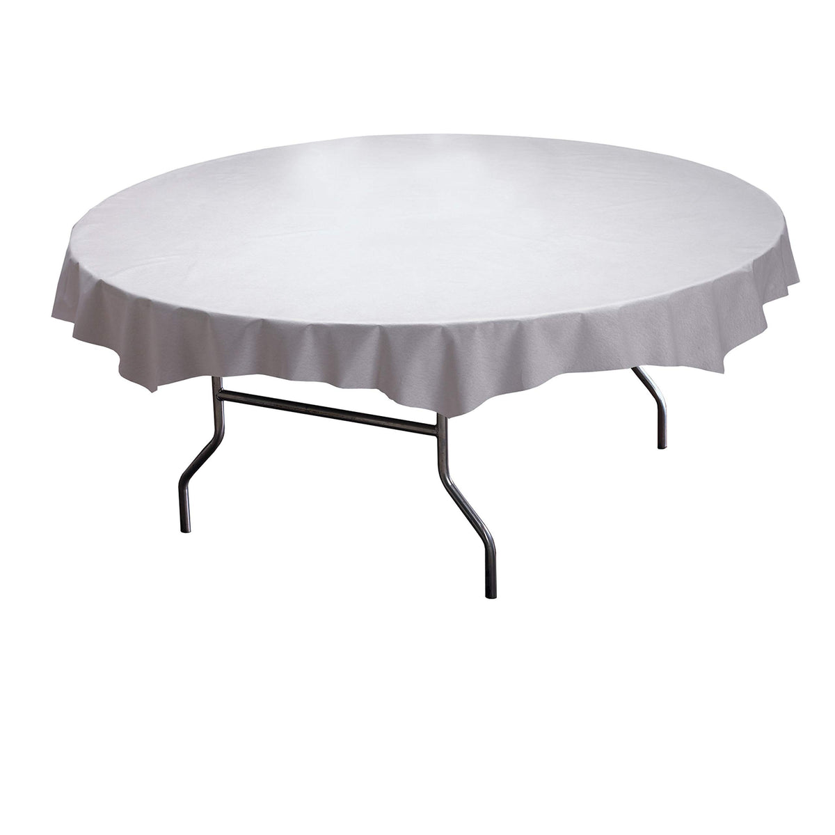Plastic Octy-Round Linen-Like Tablecover by Hoffmaster – 82", Plastic, White, Pack of 24, Model 210451