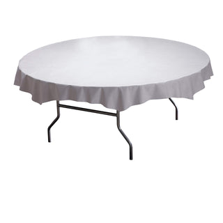 Plastic Octy-Round Linen-Like Tablecover by Hoffmaster – 82", Plastic, White, Pack of 24, Model 210451