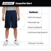 Unisex PosiCharge Competitor Short by SPORT-TEK – Medium, Polyester, Silver, Model 610163