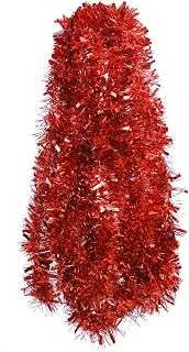 DECORA Red Tinsel Garland for Christmas Tree Decorations Wedding Birthday Party Supplies 33 FEET