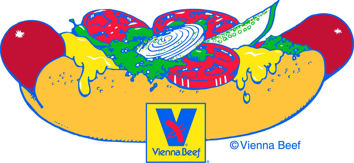 Hot Dog T-Shirt (Blue) (Large) by Vienna Beef – Large, Cotton, Blue