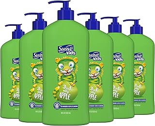 Suave Kids 3-in-1 Tear Free, Body Wash, Shampoo and Conditioners, Dermartologist Tested, Silly Apple, 18 Oz Pack of 6