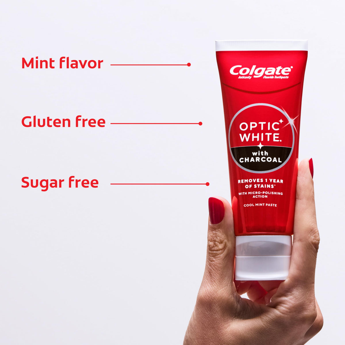 Optic White Charcoal Whitening Toothpaste by Colgate – 3.8 Ounce (Pack of 3), White and Black, Pack of 3, Model 61057846