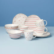 Garnet Bay 12-Piece Dessert Set by Lenox – 12 Count, Porcelain, Red, Pack of 12, Model 896839
