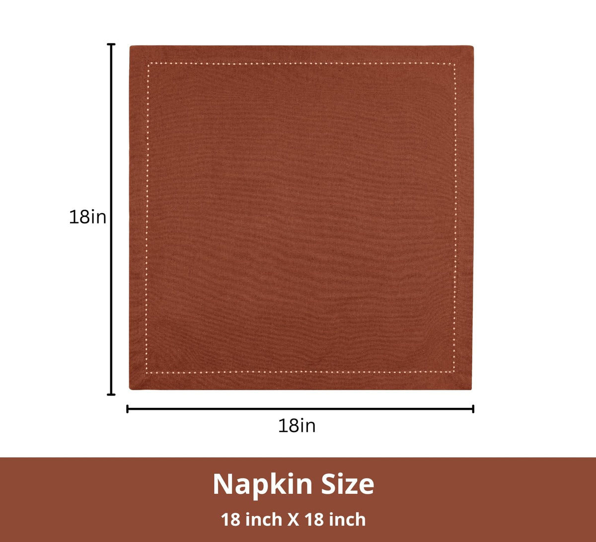 PurpleEssences Cloth Napkins, 18 x 18 Inches, Set of 12, Rust