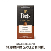 Peet's Coffee Ristretto / 10 Count (Pack of 1) / Ristretto (Intensity 10) Single-Serve Capsules & Pods