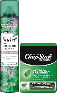 Suave Rosemary & Mint Dry Shampoo for Reviving Oily Hair + ChapStick Spearmint Lip Balm