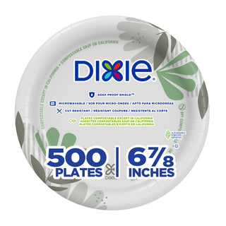 Dixie 6.8 Inch Medium-Weight Paper Plates By GP PRO, Pathways Botanical Design, 500 Count (125 Disposable Plates Per Pack, 4 