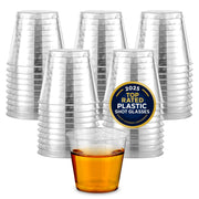 100 Pack - Mini Plastic Shot Glasses (1oz) Clear Disposable Cups for Jello Shots by Stock Your Home – 100 Pack, 2.0 ounces, Polystyrene (PS), Clear