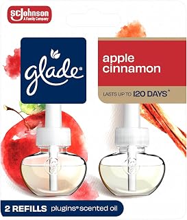 Glade PlugIns Refills Air Freshener, Scented and Essential Oils for Home and Bathroom, Apple Cinnamon, 1.34 Fl Oz, 2 Count
