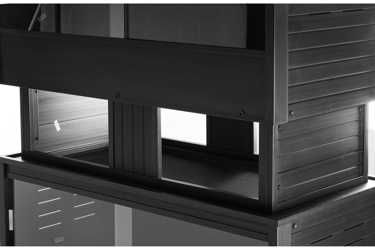 ECOFLEX Two Large Reptile Enclosures with Matching Stacker Combo Set in Black by New Age Pet – Large, Plastic, Black, Model EHRML17X2-S31-02L