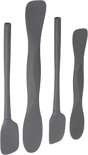 Tovolo Flex Core Mini Silicone Spatula Set for Kitchen Prep and Baking, Silicone Kitchen Utensils Set with Spatula Spoonula & Scoop Tools, BPA Free Heat Resistant Silicone Cooking Set, Charcoal Gray
