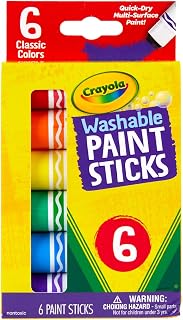 Crayola Washable Paint Sticks, Assorted Colors, Pack Of 6 Sticks