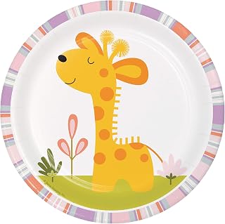 Creative Converting 324579 Wild Safari Giraffe Cake/Dessert Luncheon Plate, 7", Multicolor