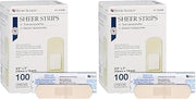 Henry Schein Sheer Strip Adhesive Bandages, 3/4" x 3", Sterile, 100 Ct (Pack of 2)