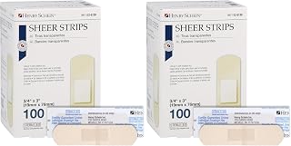 Henry Schein Sheer Strip Adhesive Bandages, 3/4" x 3", Sterile, 100 Ct (Pack of 2)