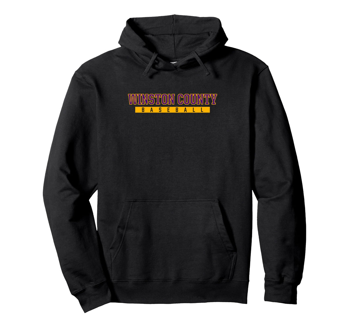 Winston County High School Baseball Pullover Hoodie by Winston County Yellow Jackets – Polyester, Black, Model R15TR89H9ZC