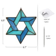 HAOSUM Jewish Star Suncatcher, Stained Glass Window Hanging, 6.9 x 6.7 Inches