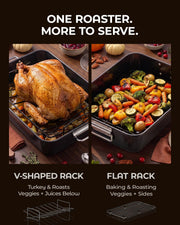 Armorbear Roasting Pan with Racks, Carbon Steel 16 x 11 Inch, Nonstick Black