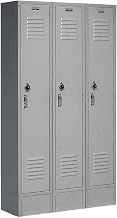 Global Industrial Single Tier Locker, 12x18x60 3 Door, Unassembled, Gray