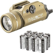 TLR 1-HL (High Lumen) Rail-Mounted 1000 Lumens C4 LED Flashlight, Flat Dark Earth, with Streamlight Lithium Batteries - 12 Pack