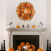 Hey Beky Harvest Wreath, 24 Inch Diameter, Autumn Orange