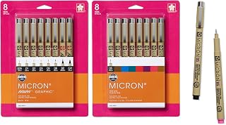 SAKURA Pigma Micron Fineliner Pens, Assorted Tips, Assorted, 8 Ct 2-Pack