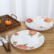 Webbylee Melamine Dinner Plates, 10 Inch Set of 4, Pumpkin Design