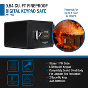 0.54 Cubic Ft Digital Keypad Fireproof Security Safe Fire-Resistant for Jewelry & Documents by Barska – One Size, 0.54 cubic_feet, Alloy Steel, Black, Model AX11902