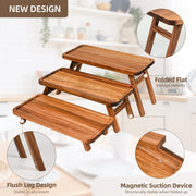GEHE Tiered Serving Stand, Acacia Wood, 3 Tier Foldable