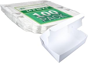 SOUTHERN CHAMPION TRAY SCT White Window Bakery Boxes with Tuck-in Lid, 10 x 14 x 4, White, Paper, 100/Carton