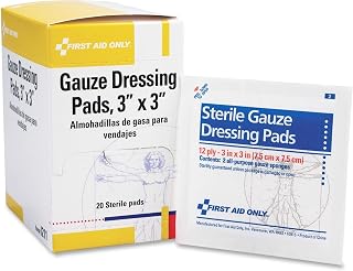 First Aid Only Gauze Dressing Pads, 3" x 3", 10/Box