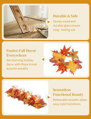 Romadedi Wooden Tray Centerpiece, 15.7 Inch Fall Decor, Brown