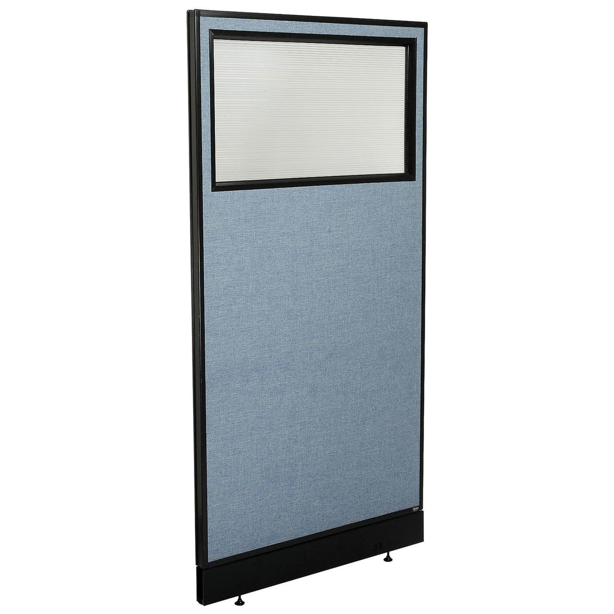 36-1/4"W x 76" H Office Partition Panel with Partial Window & Pass-Thru Cable by Global Industrial – One Size, Alloy Steel, Blue, Model 694727WPBL