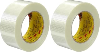 3M Scotch Bi-Directional Filament Tape 8959, Clear, 50 mm x 50 m, 1 Roll (Pack of 2)
