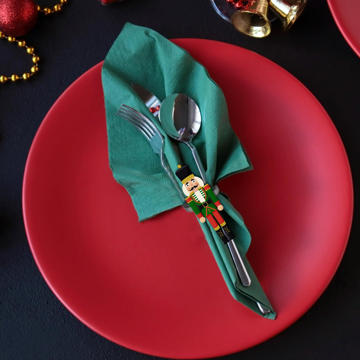 EYNDYN Nutcracker Napkin Rings, Set of 12, Black Metal