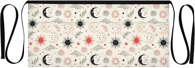 Kitchen Apron Astrological Stars Moon | Unisex Server Apron with 3 Pockets, Adjustable for Waiters, Gardeners, Kitchen, BBQ, Painting and Restaurant Work